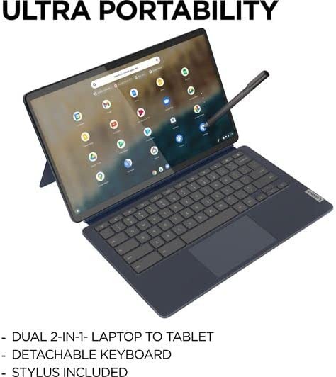 Lenovo IdeaPad 5 Duet 13.3 "FHD Chromebookラップトップ-（Qualcomm Snapdragon 7c Gen 2、Qualcomm Adreno GPU、8GB RAM、256GB eMMC、Chrome OS）-Abyss Blue（82QS000NUK）