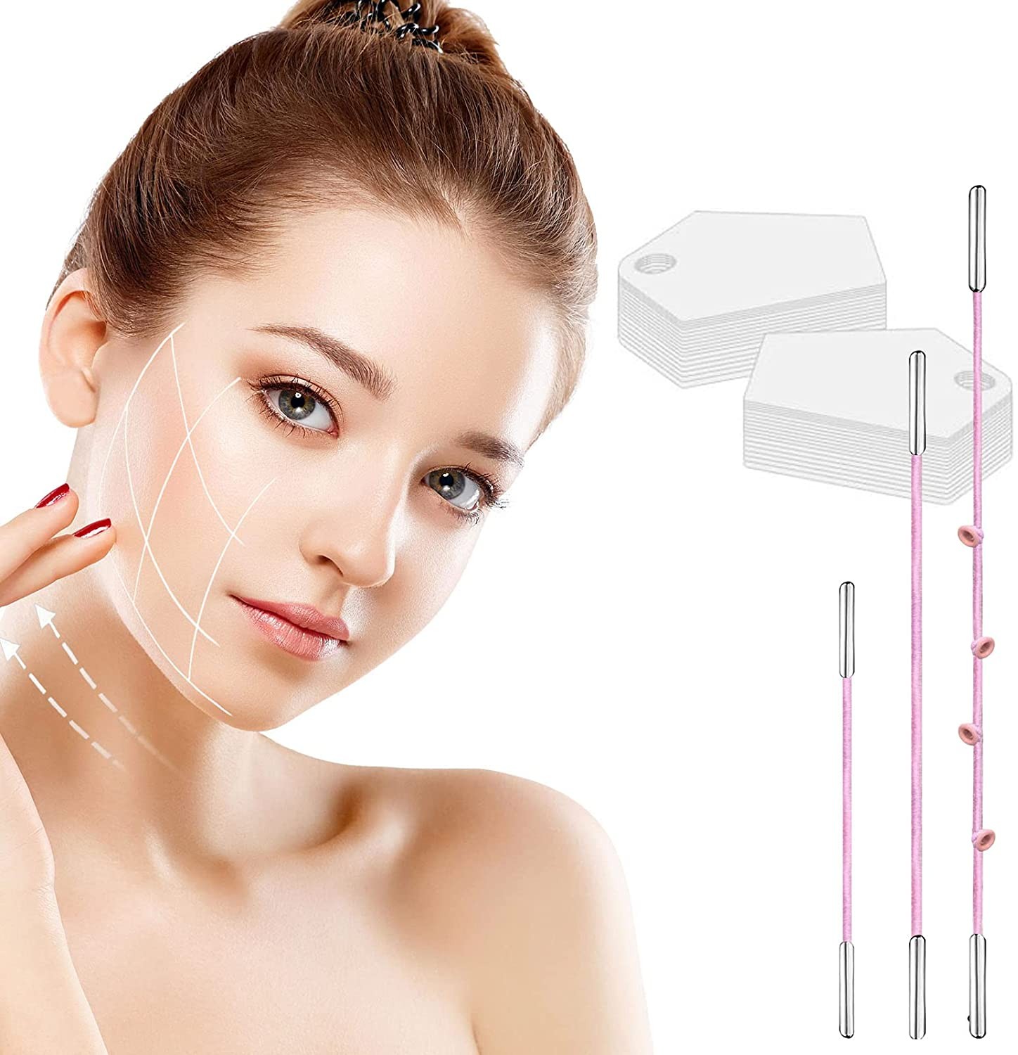 面部提升胶带,40 片隐形面部胶带,高弹性和防水即时面部提升胶带